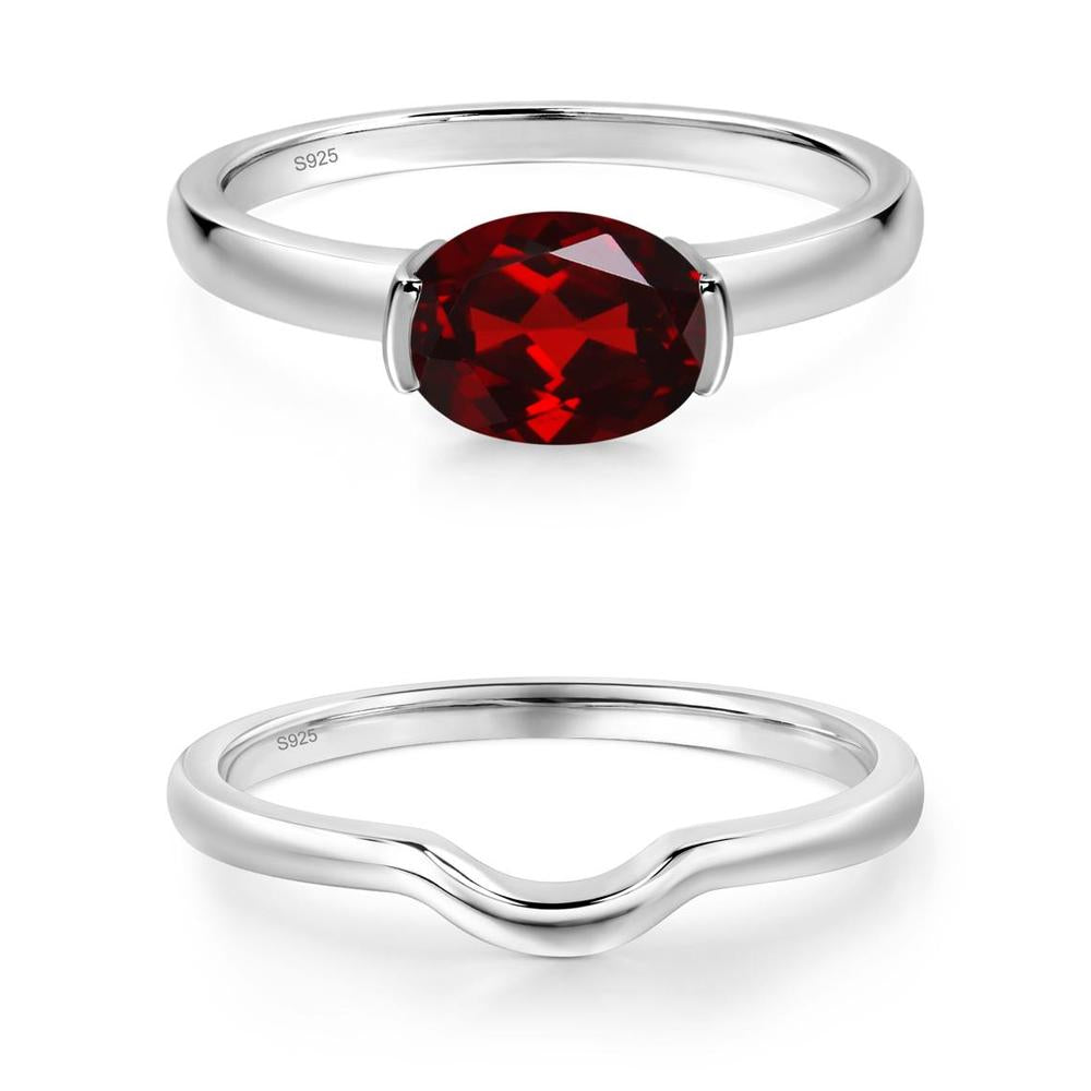 Oval Garnet Horizontal Engagement Ring - LUO Jewelry #metal_xxxxx