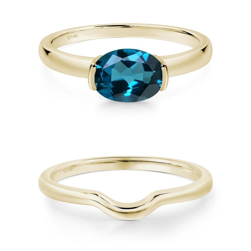 Oval London Blue Topaz Horizontal Engagement Ring - LUO Jewelry #metal_xxxxx