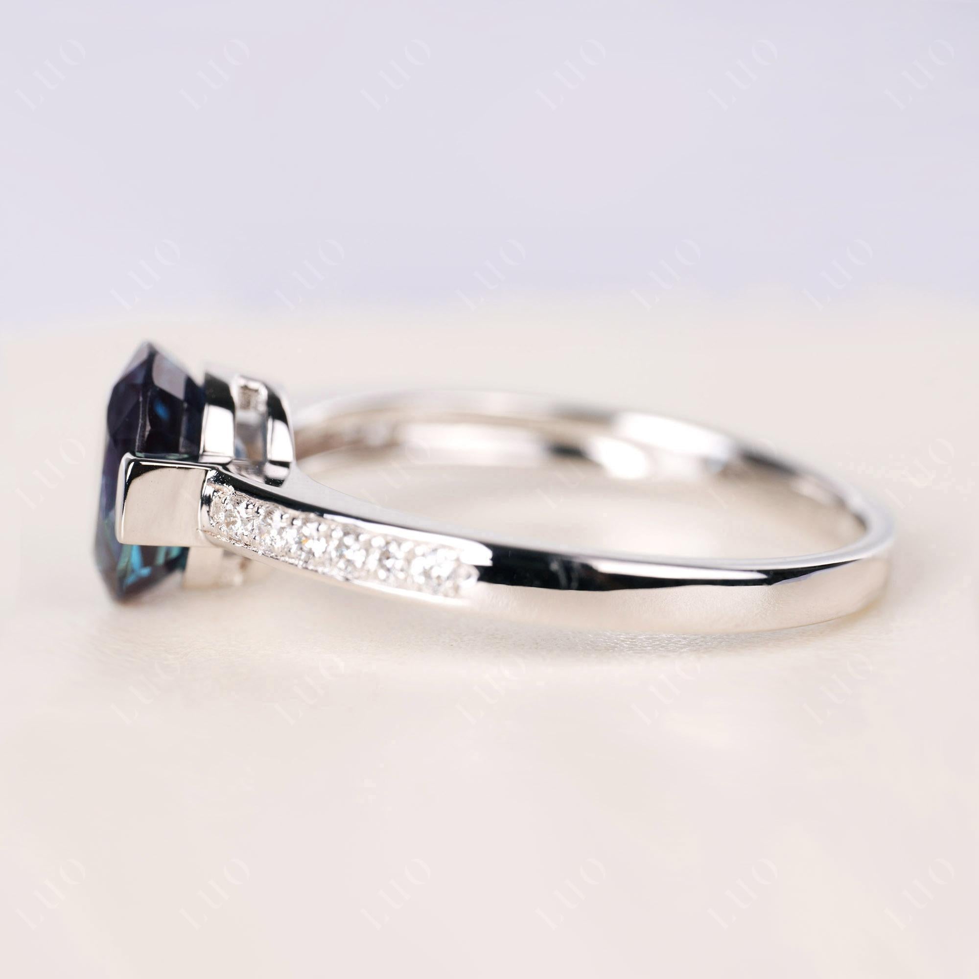 Oval Alexandrite Engagement Ring Half Bezel Set | LUO Jewelry
