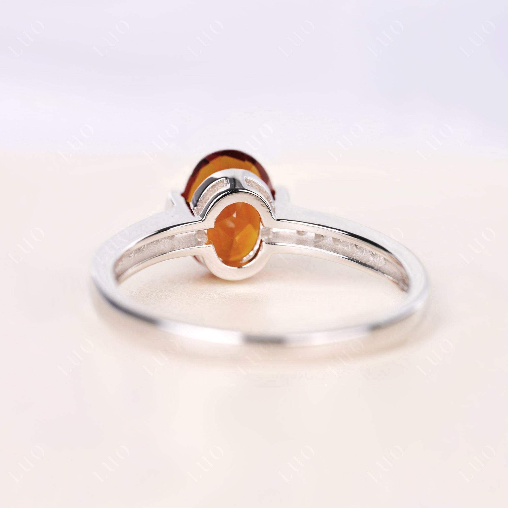 Oval Citrine Engagement Ring Half Bezel Set | LUO Jewelry