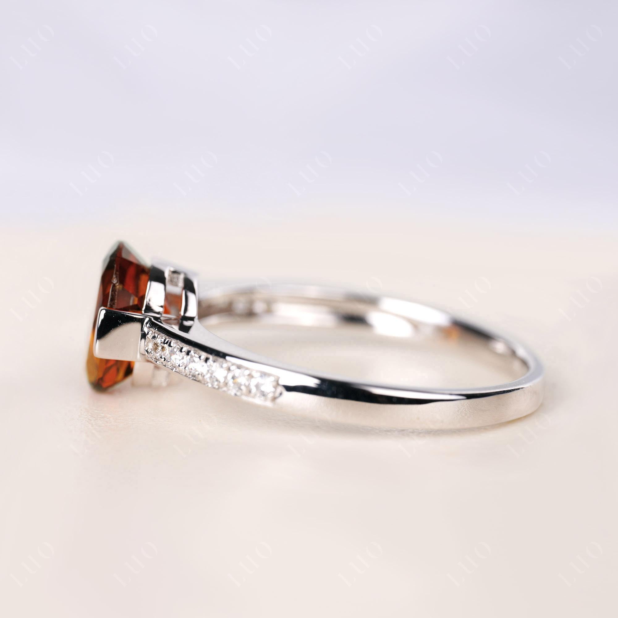 Oval Citrine Engagement Ring Half Bezel Set | LUO Jewelry