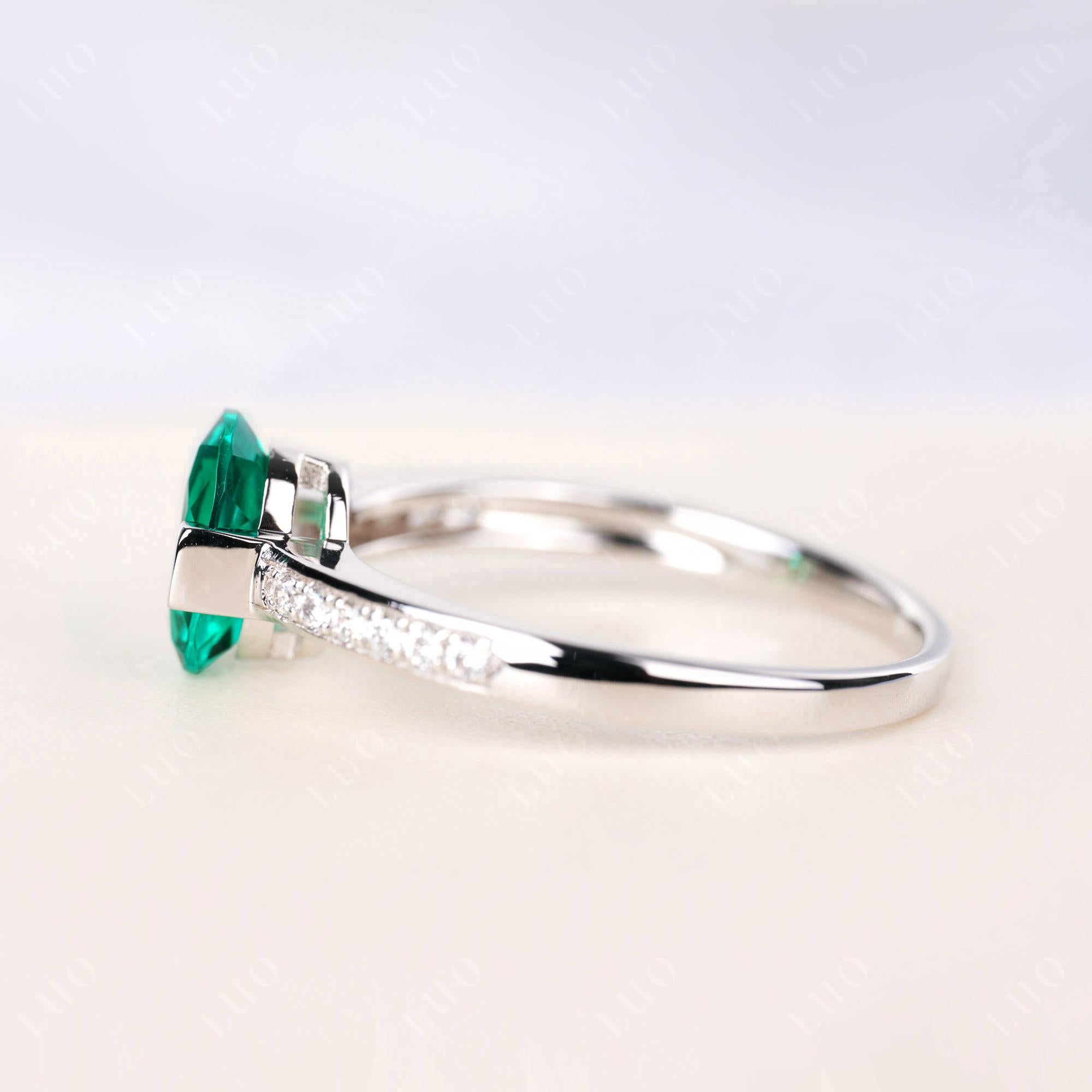 Oval Emerald Engagement Ring Half Bezel Set | LUO Jewelry