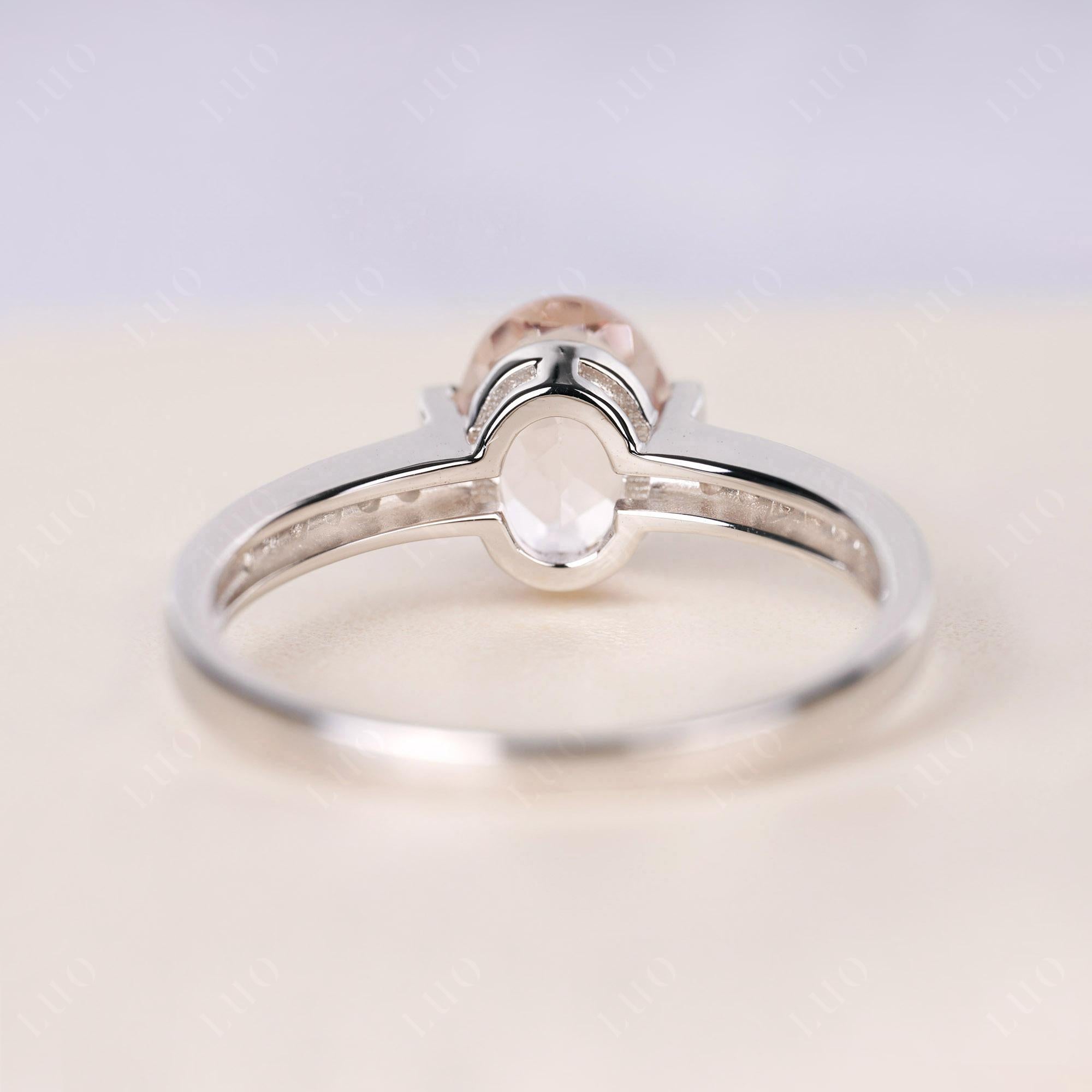 Oval Morganite Engagement Ring Half Bezel Set | LUO Jewelry