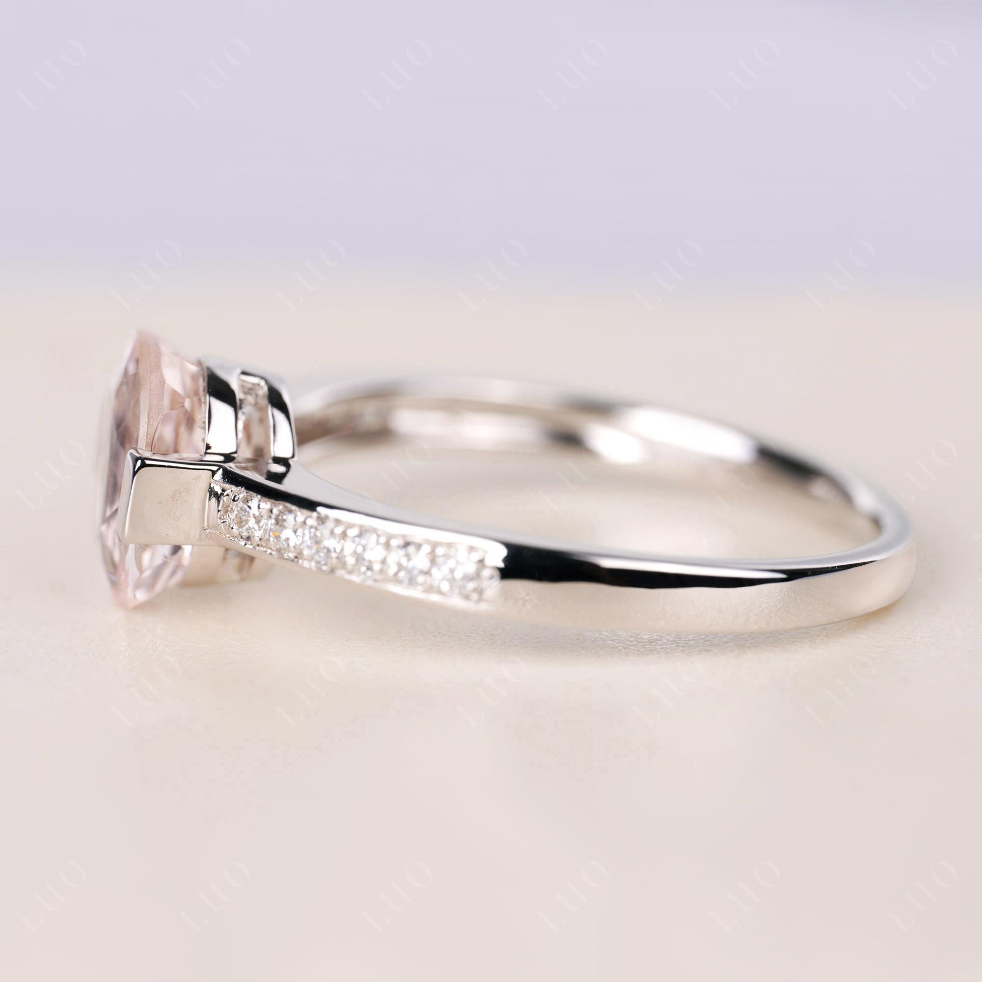 Oval Morganite Engagement Ring Half Bezel Set | LUO Jewelry