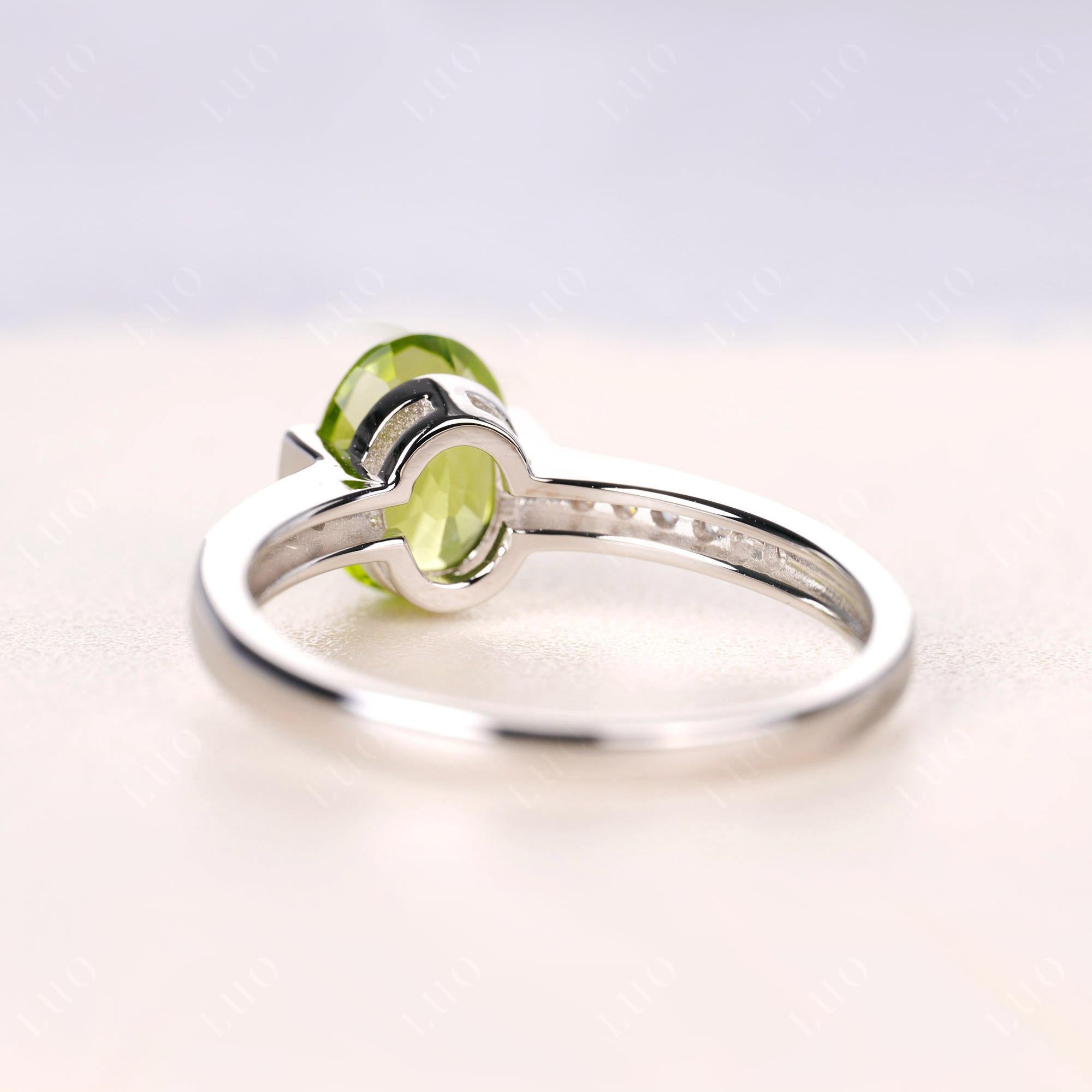 Oval Peridot Engagement Ring Half Bezel Set | LUO Jewelry