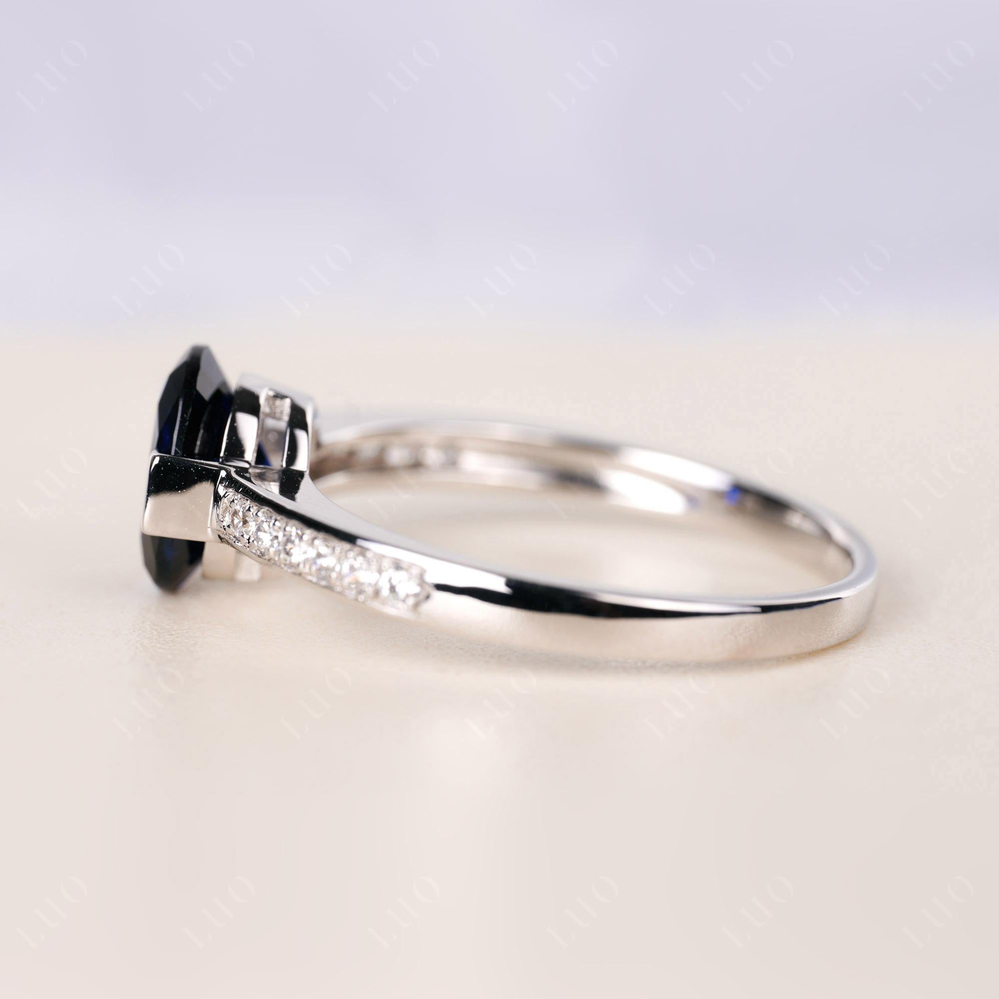 Oval Sapphire Engagement Ring Half Bezel Set | LUO Jewelry