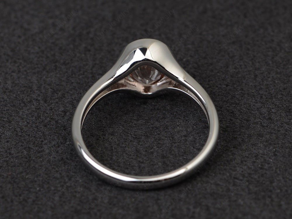 Simple Oval Bezel Set Morganite Ring White Gold - LUO Jewelry