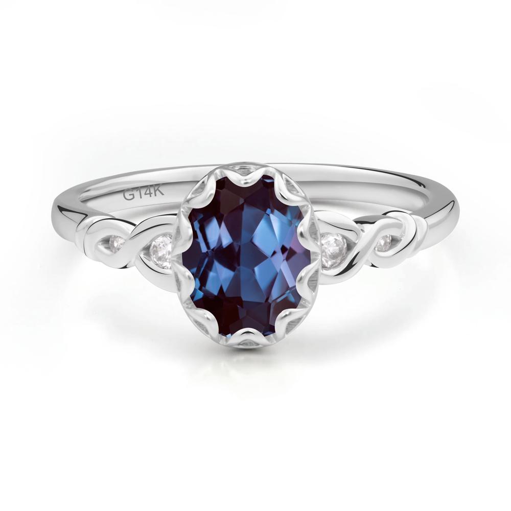 Alexandrite Vintage Oval Engagement Ring - LUO Jewelry #metal_14k white gold