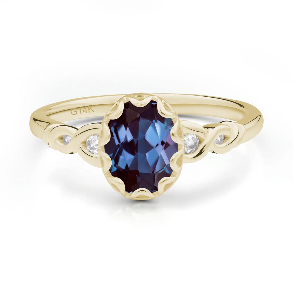 Alexandrite Vintage Oval Engagement Ring - LUO Jewelry #metal_14k yellow gold