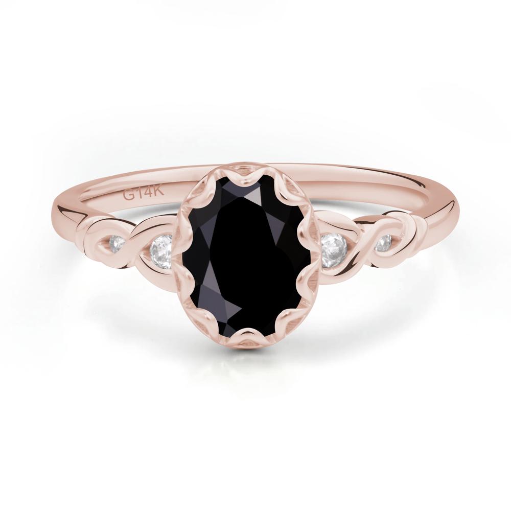 Black Spinel Vintage Oval Engagement Ring - LUO Jewelry #metal_14k rose gold