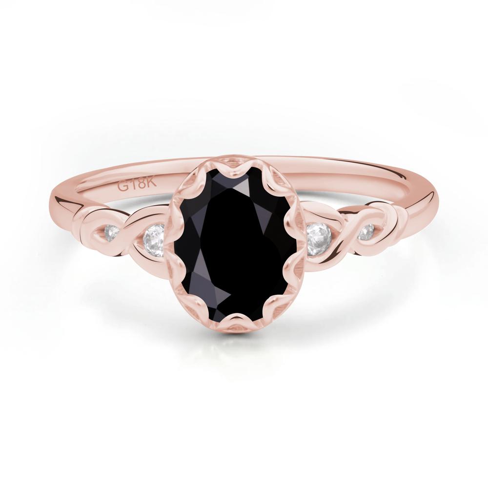 Black Spinel Vintage Oval Engagement Ring - LUO Jewelry #metal_18k rose gold