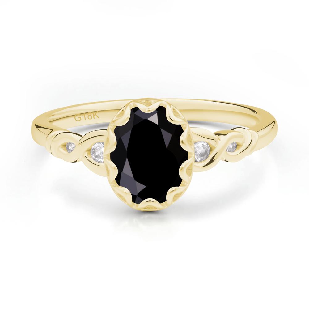 Black Spinel Vintage Oval Engagement Ring - LUO Jewelry #metal_18k yellow gold