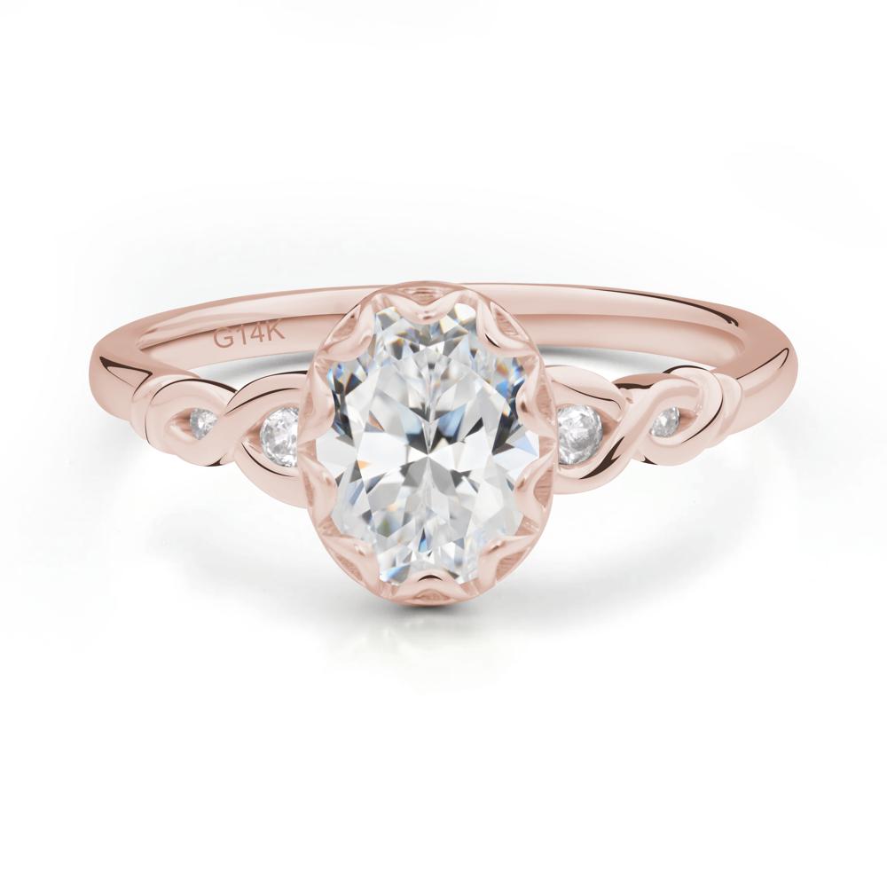 Cubic Zirconia Vintage Oval Engagement Ring - LUO Jewelry #metal_14k rose gold