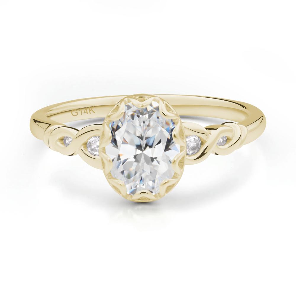 Cubic Zirconia Vintage Oval Engagement Ring - LUO Jewelry #metal_14k yellow gold