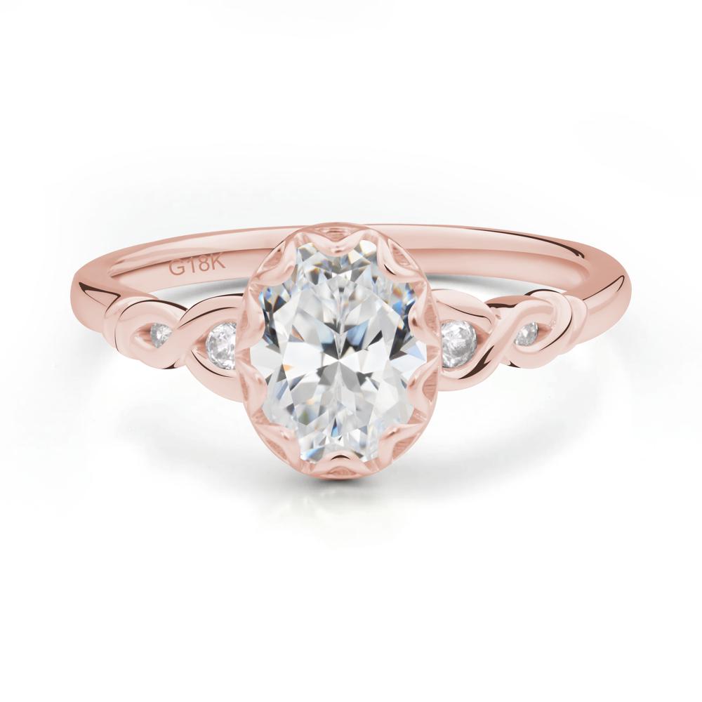 Cubic Zirconia Vintage Oval Engagement Ring - LUO Jewelry #metal_18k rose gold