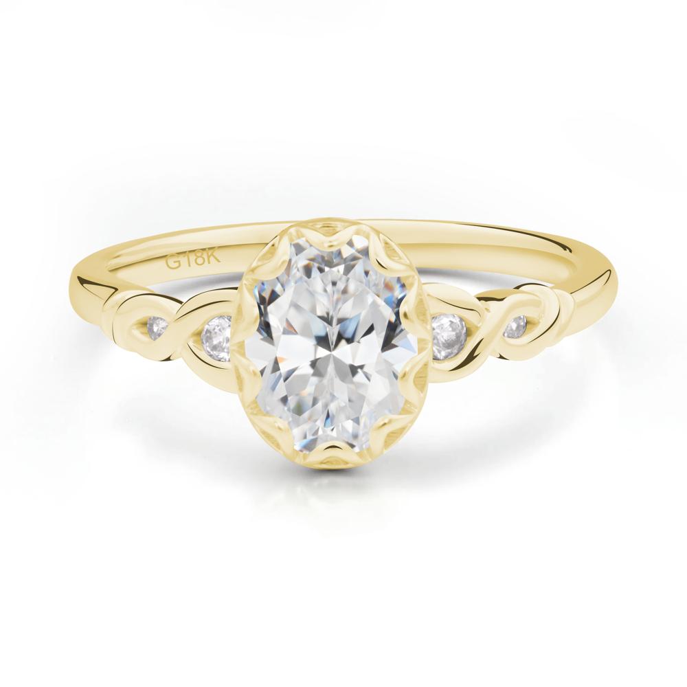 Cubic Zirconia Vintage Oval Engagement Ring - LUO Jewelry #metal_18k yellow gold