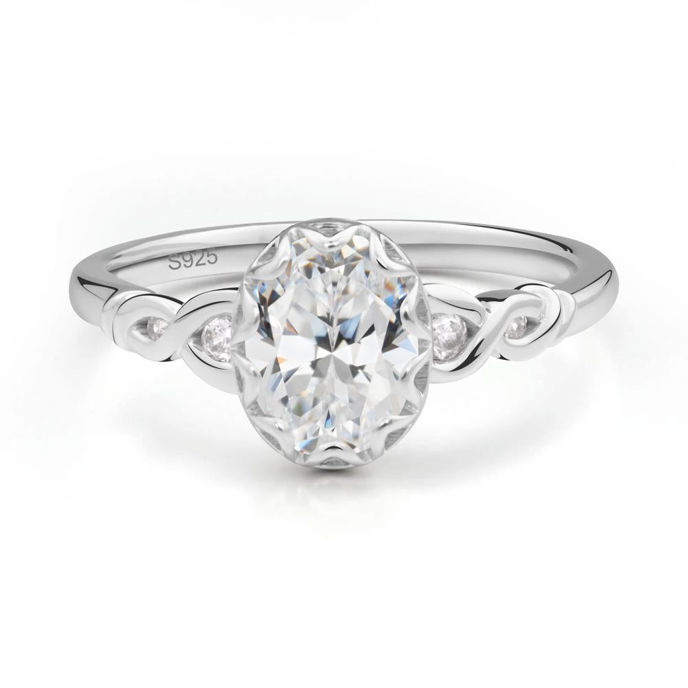 Cubic Zirconia Vintage Oval Engagement Ring - LUO Jewelry #metal_sterling silver