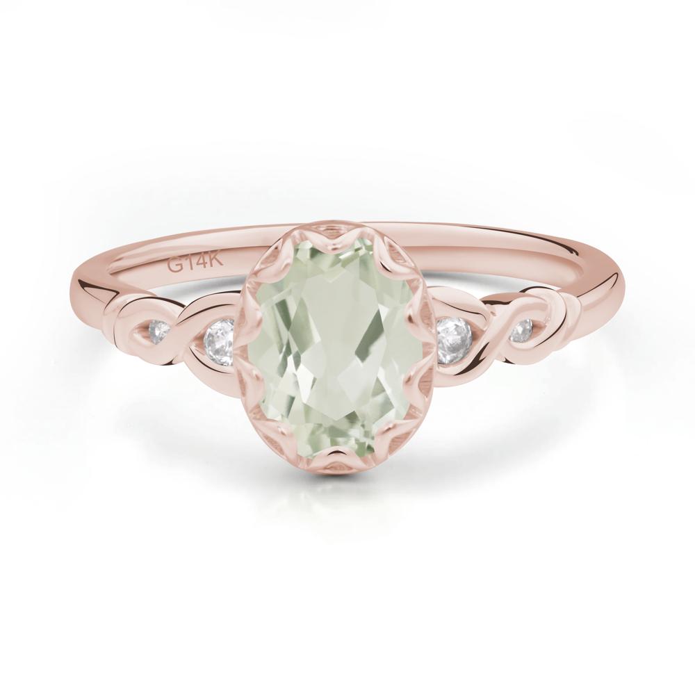 Green Amethyst Vintage Oval Engagement Ring - LUO Jewelry #metal_14k rose gold