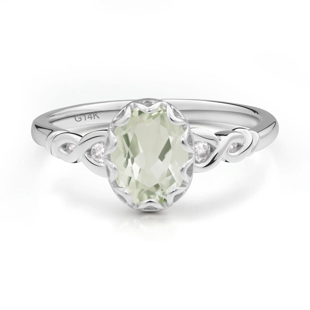 Green Amethyst Vintage Oval Engagement Ring - LUO Jewelry #metal_14k white gold