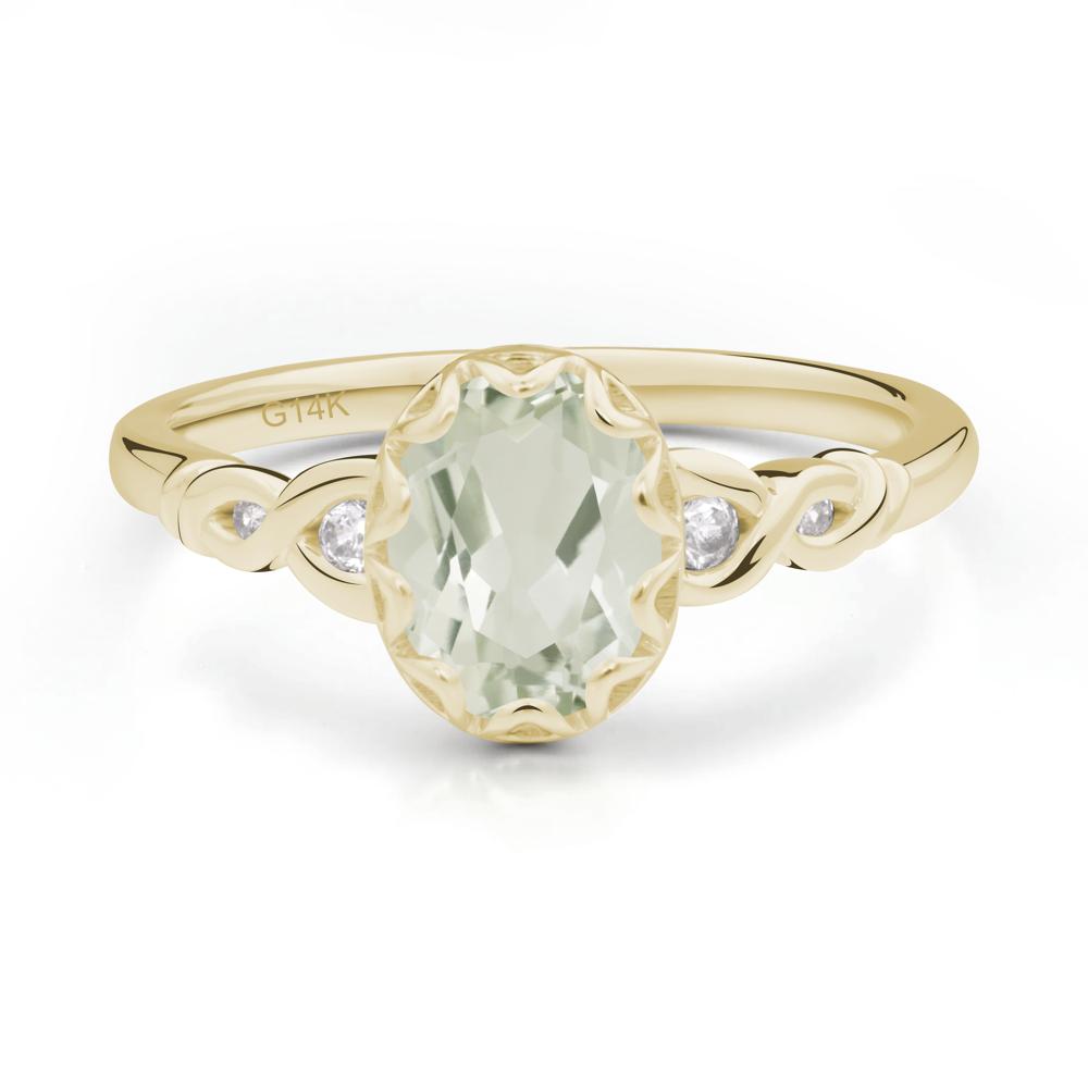Green Amethyst Vintage Oval Engagement Ring - LUO Jewelry #metal_14k yellow gold