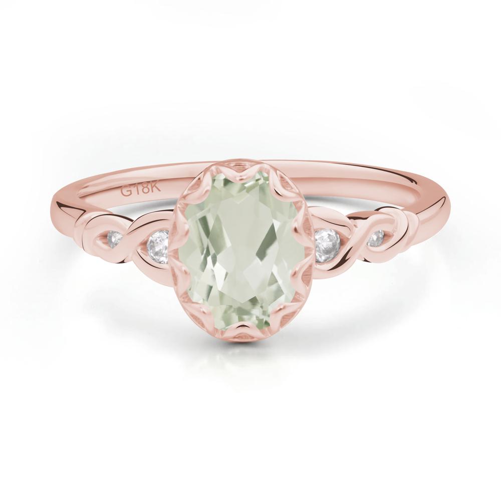 Green Amethyst Vintage Oval Engagement Ring - LUO Jewelry #metal_18k rose gold