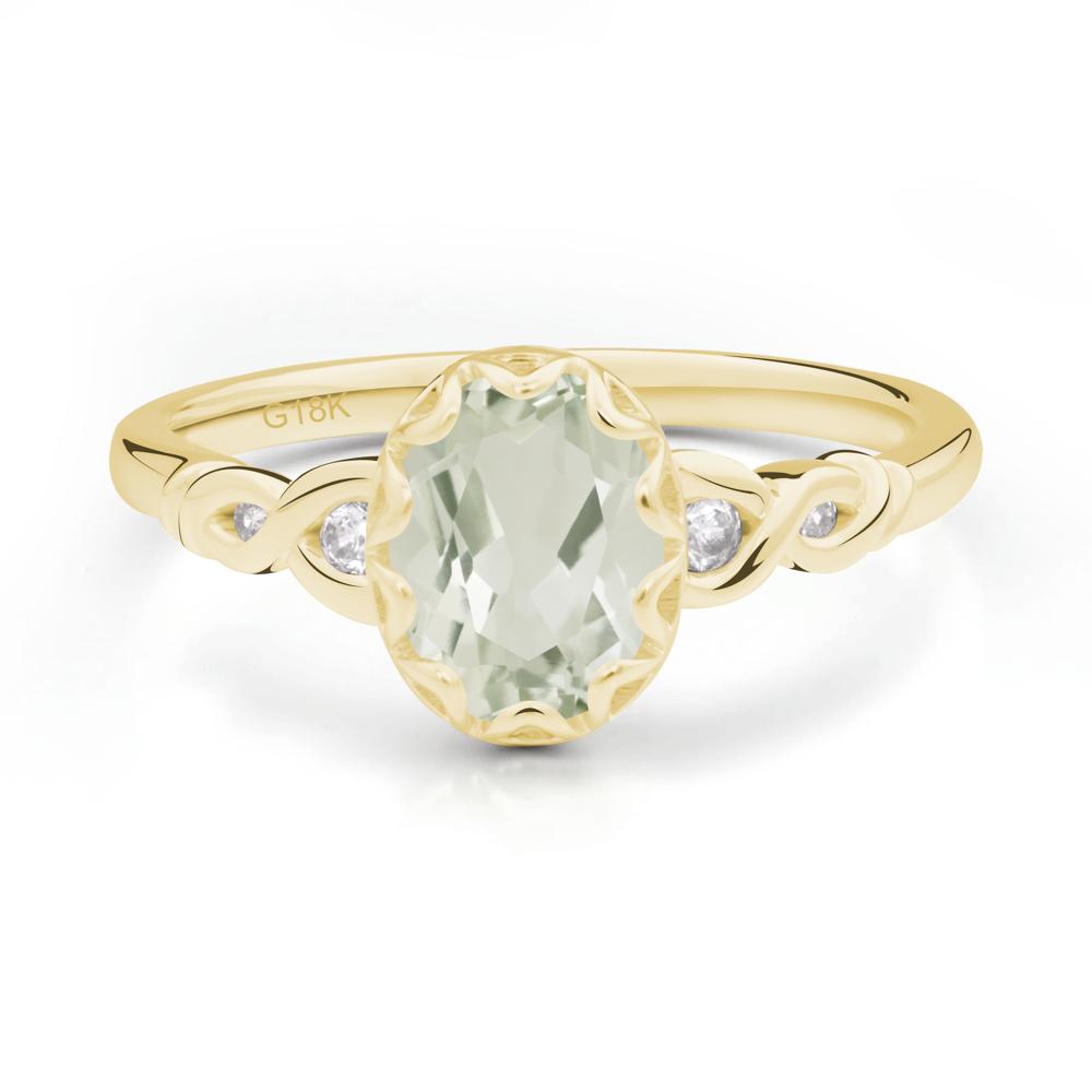 Green Amethyst Vintage Oval Engagement Ring - LUO Jewelry #metal_18k yellow gold