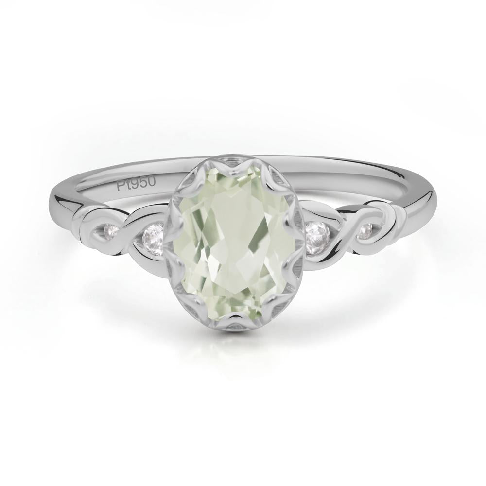 Green Amethyst Vintage Oval Engagement Ring - LUO Jewelry #metal_platinum