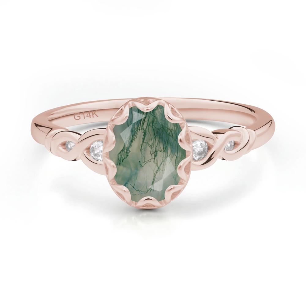 Vintage Moss Agate Oval Cut Engagement Ring - LUO Jewelry #metal_14k rose gold