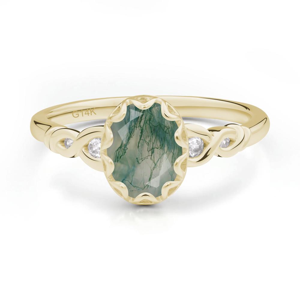 Vintage Moss Agate Oval Cut Engagement Ring - LUO Jewelry #metal_14k yellow gold