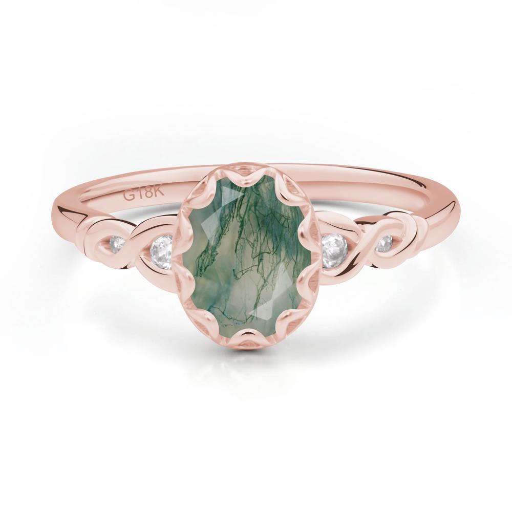 Vintage Moss Agate Oval Cut Engagement Ring - LUO Jewelry #metal_18k rose gold