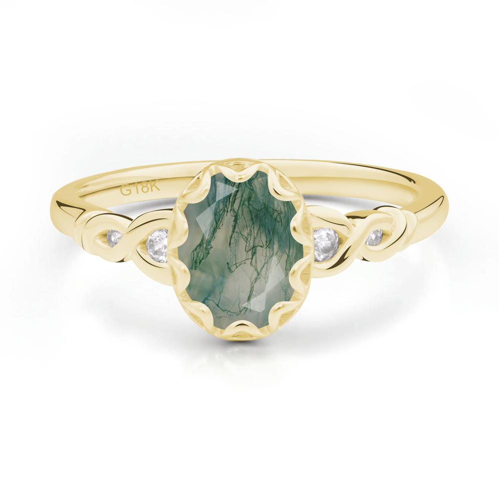 Vintage Moss Agate Oval Cut Engagement Ring - LUO Jewelry #metal_18k yellow gold