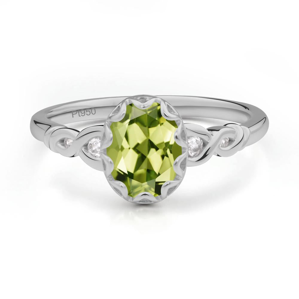 Peridot Vintage Oval Engagement Ring - LUO Jewelry #metal_platinum