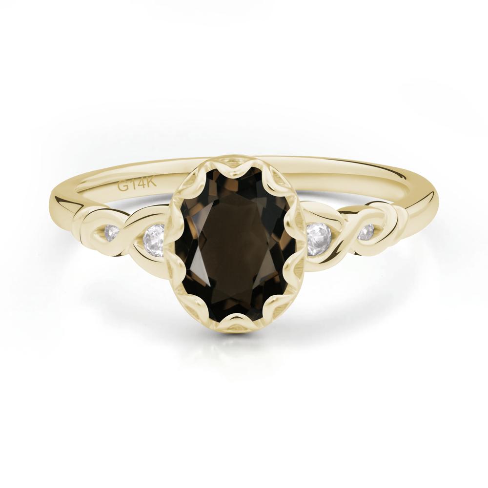 Vintage Smoky Quartz Oval Cut Engagement Ring - LUO Jewelry #metal_14k yellow gold