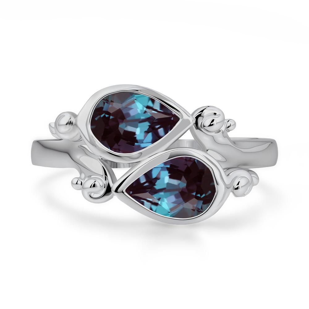 Alexandrite Two Stone Bezel Set Ring - LUO Jewelry #metal_platinum