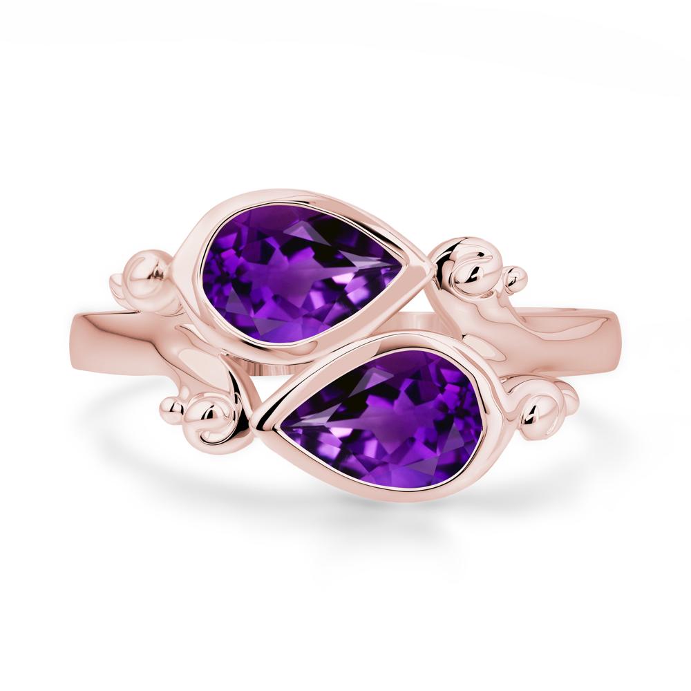 Amethyst Two Stone Bezel Set Ring - LUO Jewelry #metal_18k rose gold