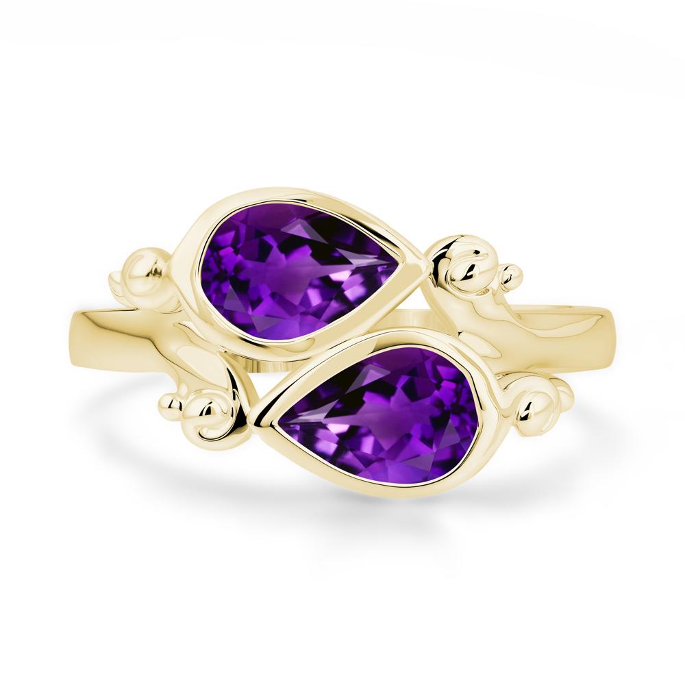 Amethyst Two Stone Bezel Set Ring - LUO Jewelry #metal_18k yellow gold
