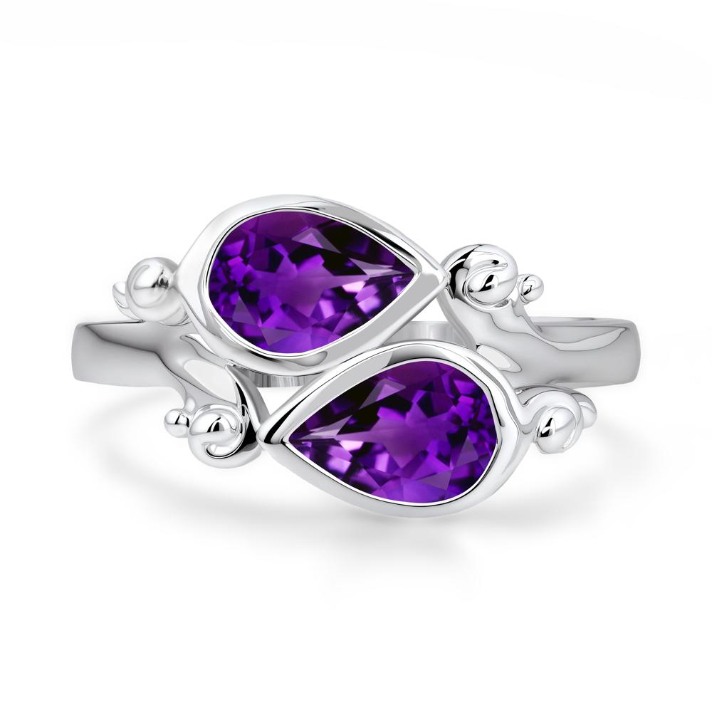 Amethyst Two Stone Bezel Set Ring - LUO Jewelry #metal_sterling silver