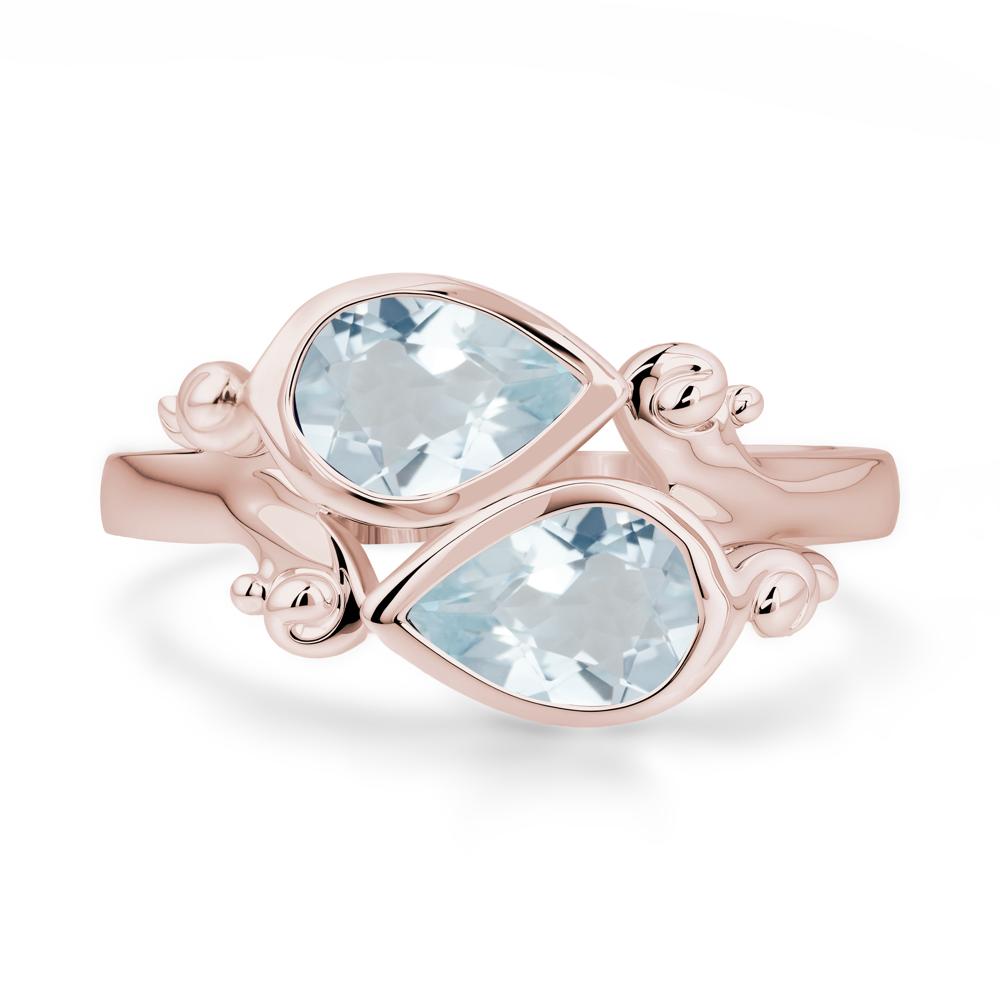 Aquamarine Two Stone Bezel Set Ring - LUO Jewelry #metal_14k rose gold