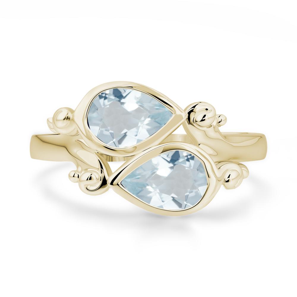 Aquamarine Two Stone Bezel Set Ring - LUO Jewelry #metal_14k yellow gold