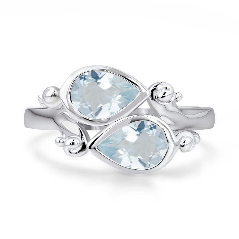 Aquamarine Two Stone Bezel Set Ring - LUO Jewelry #metal_sterling silver