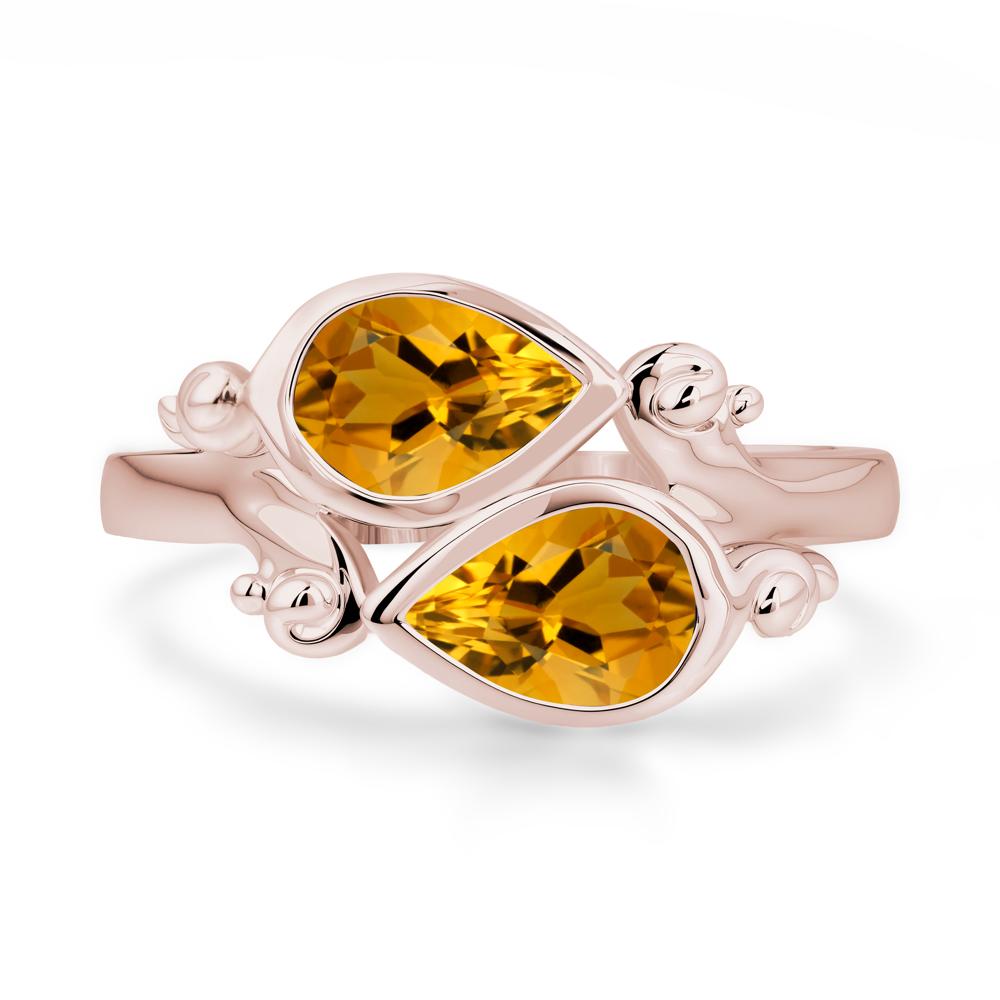Citrine Two Stone Bezel Set Ring - LUO Jewelry #metal_14k rose gold