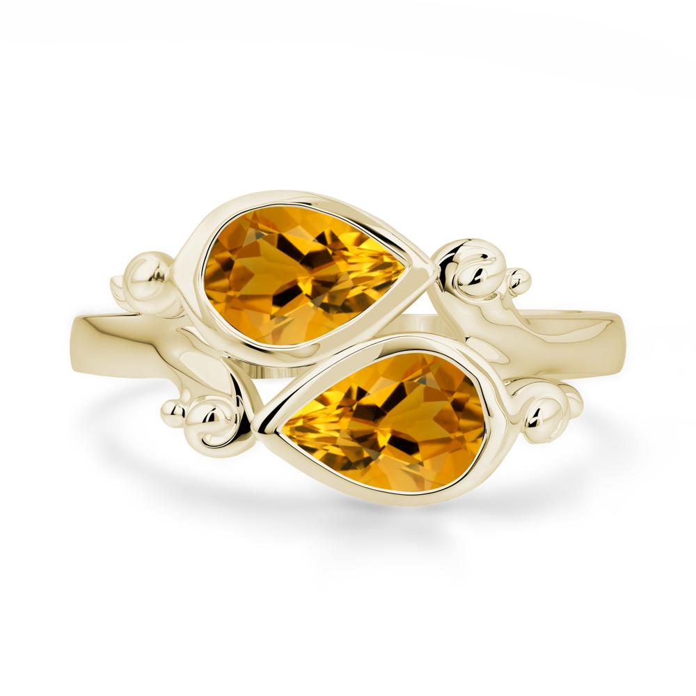 Citrine Two Stone Bezel Set Ring - LUO Jewelry #metal_14k yellow gold