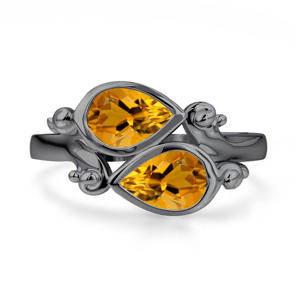 Citrine Two Stone Bezel Set Ring - LUO Jewelry #metal_black finish sterling silver