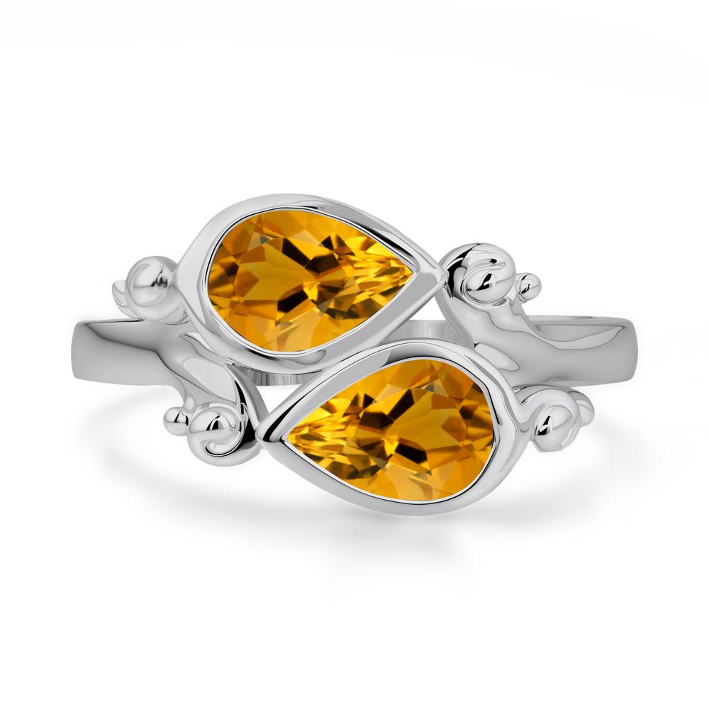 Citrine Two Stone Bezel Set Ring - LUO Jewelry #metal_platinum