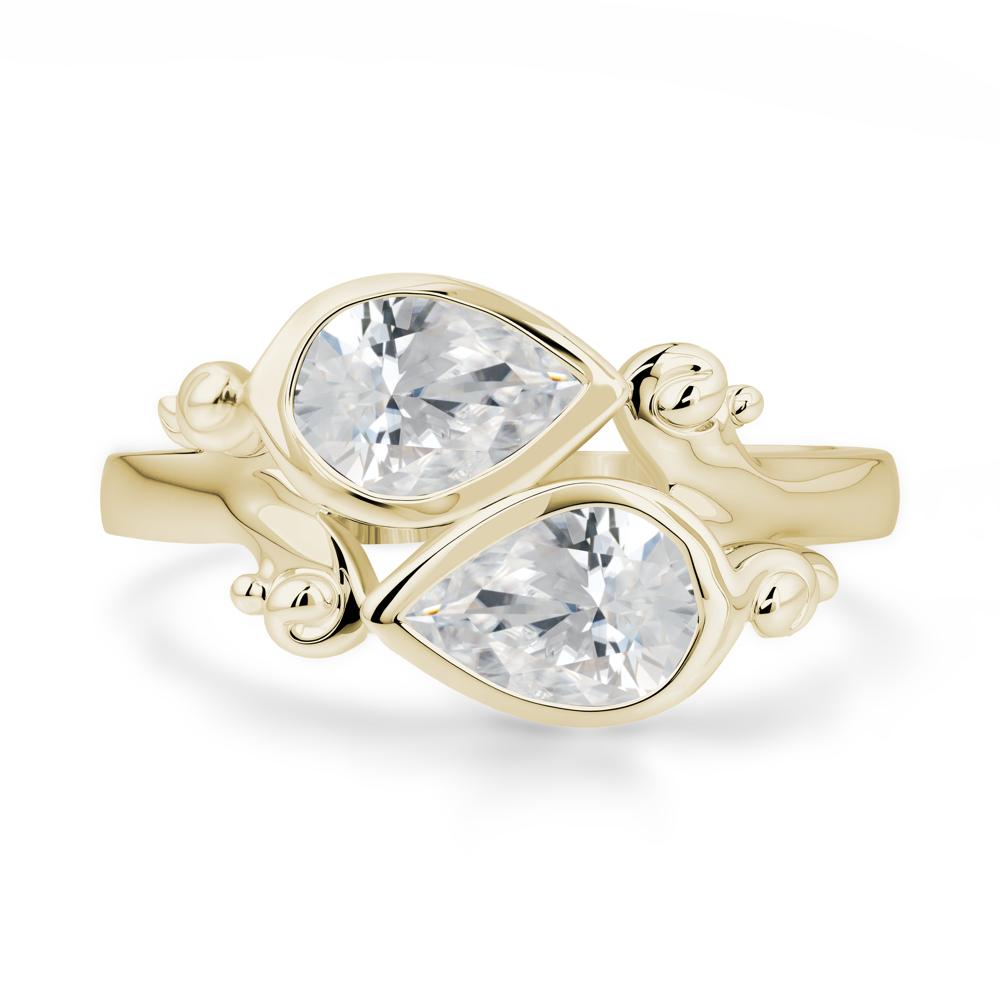 Cubic Zirconia Two Stone Bezel Set Ring - LUO Jewelry #metal_14k yellow gold