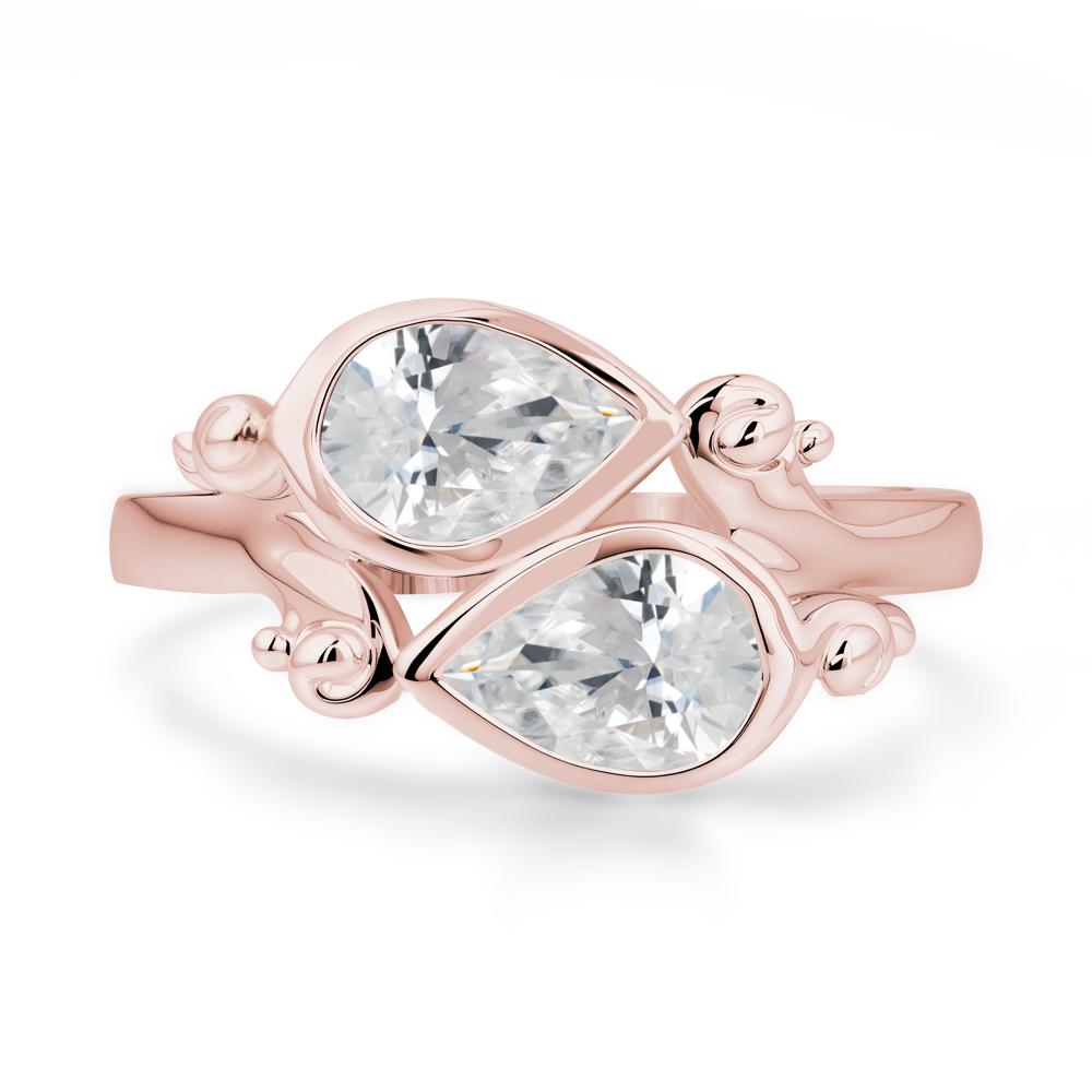 Cubic Zirconia Two Stone Bezel Set Ring - LUO Jewelry #metal_18k rose gold