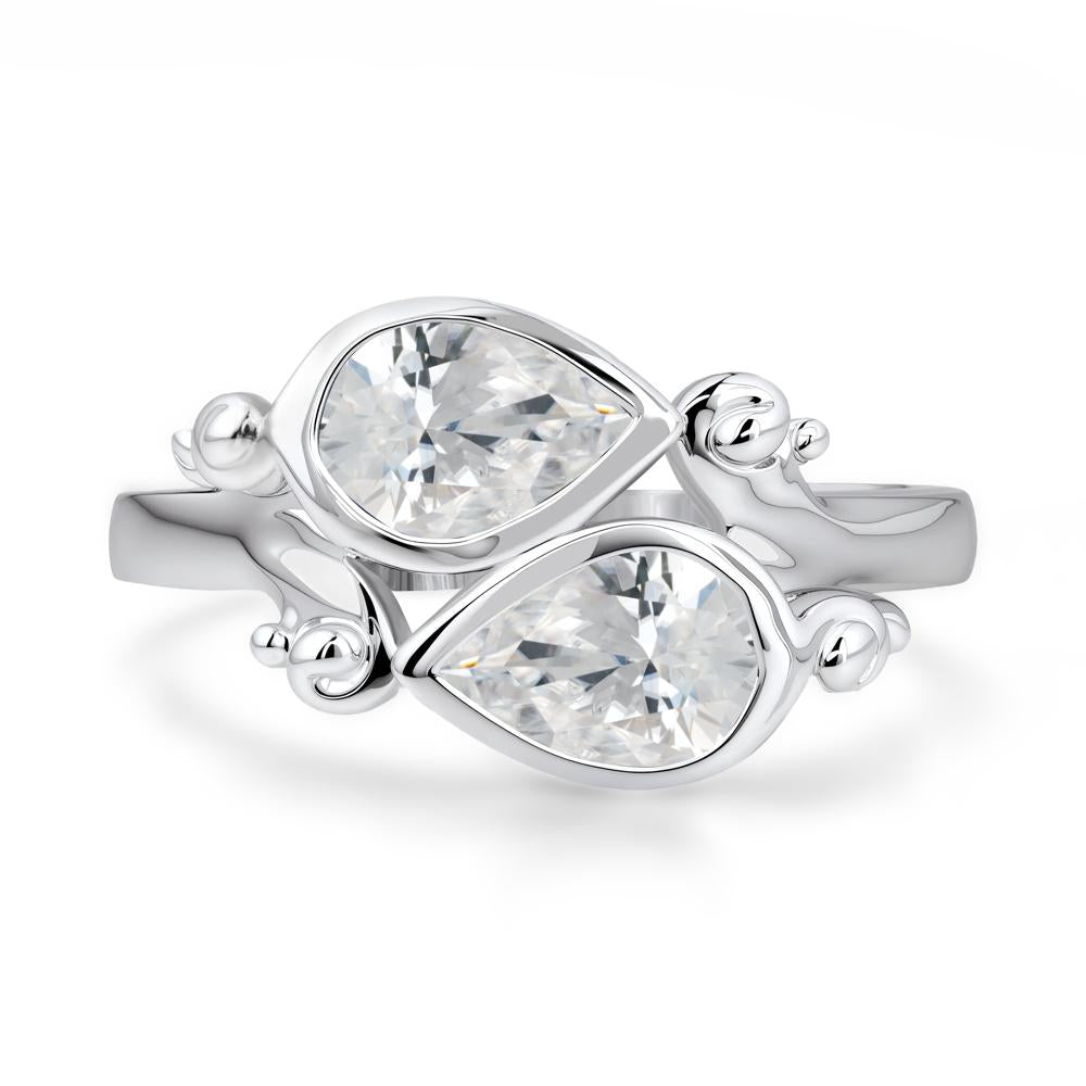 Cubic Zirconia Two Stone Bezel Set Ring - LUO Jewelry #metal_sterling silver