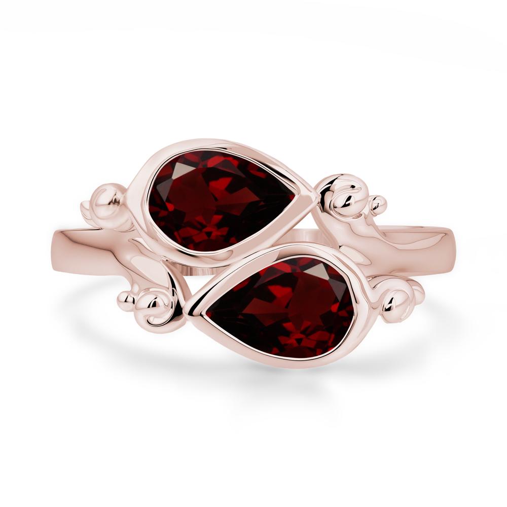 Garnet Two Stone Bezel Set Ring - LUO Jewelry #metal_14k rose gold