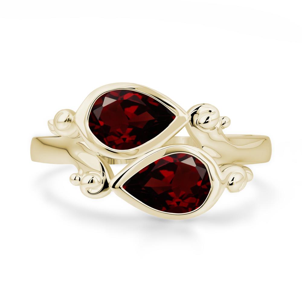 Garnet Two Stone Bezel Set Ring - LUO Jewelry #metal_14k yellow gold