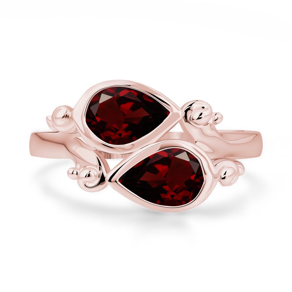Garnet Two Stone Bezel Set Ring - LUO Jewelry #metal_18k rose gold